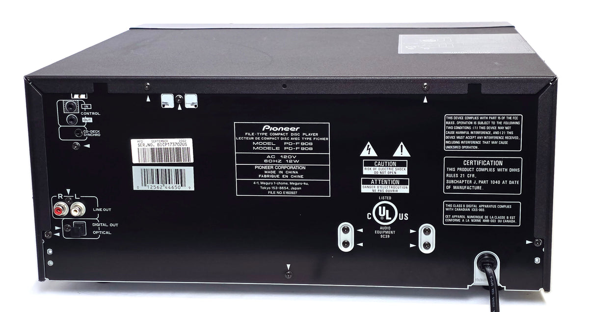 Pioneer PD-F908 100+1 CD Changer - Rear