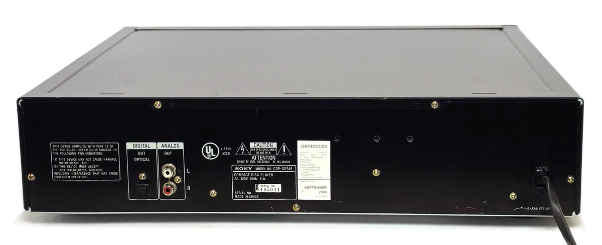 Sony CDP-CE245 5-Disc Carousel CD Changer - Rear