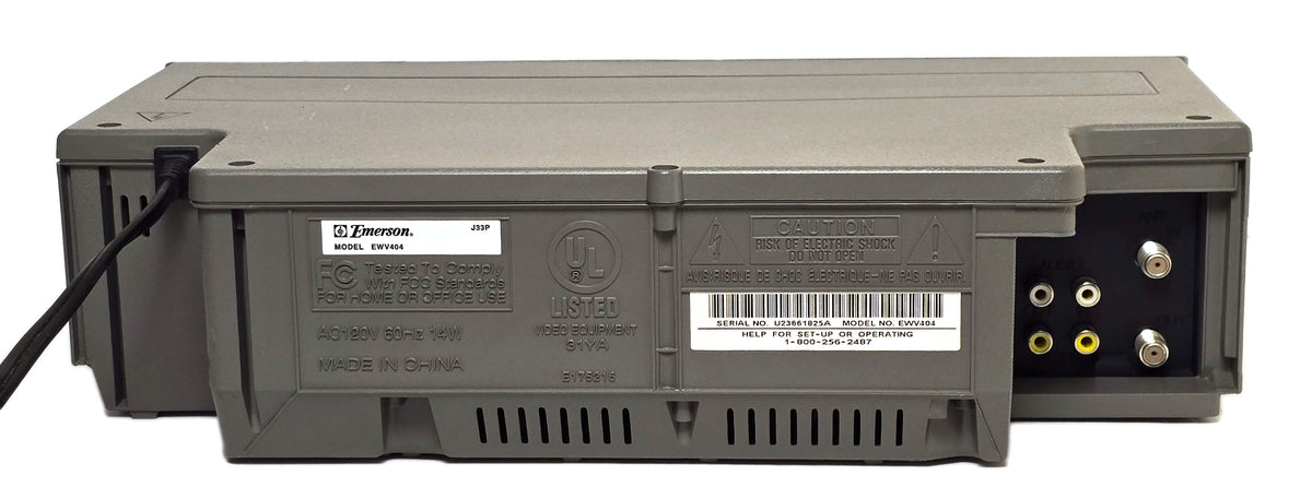 Emerson EWV404 VCR, 4-Head Mono - Rear