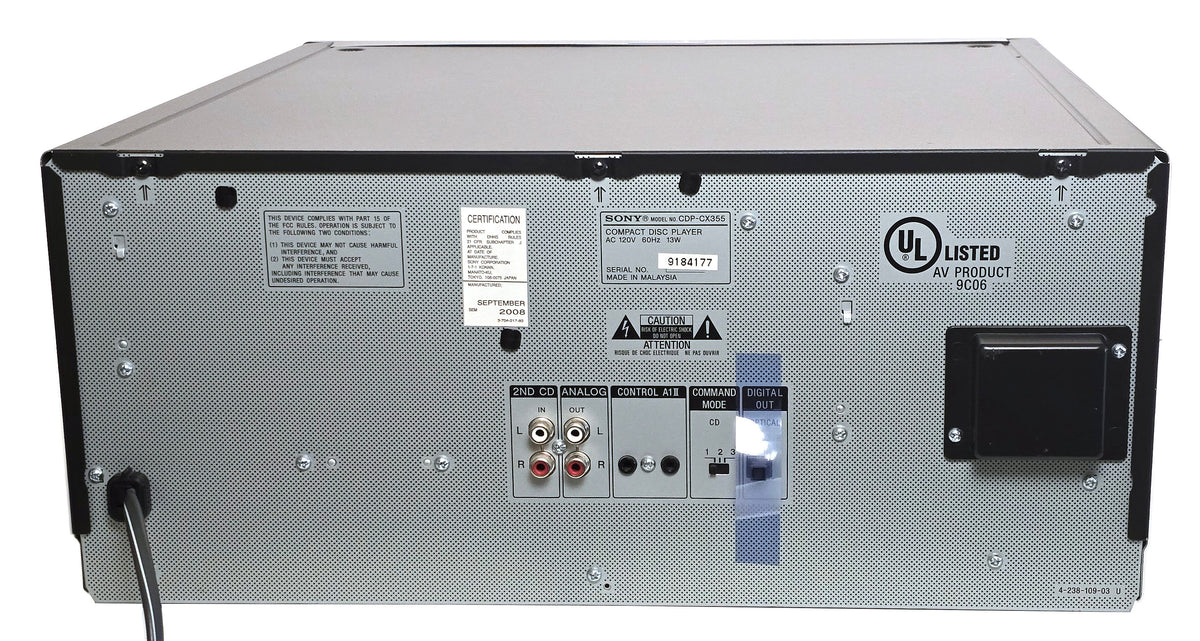 Sony CDP-CX355 MegaStorage 300 CD Changer - Rear