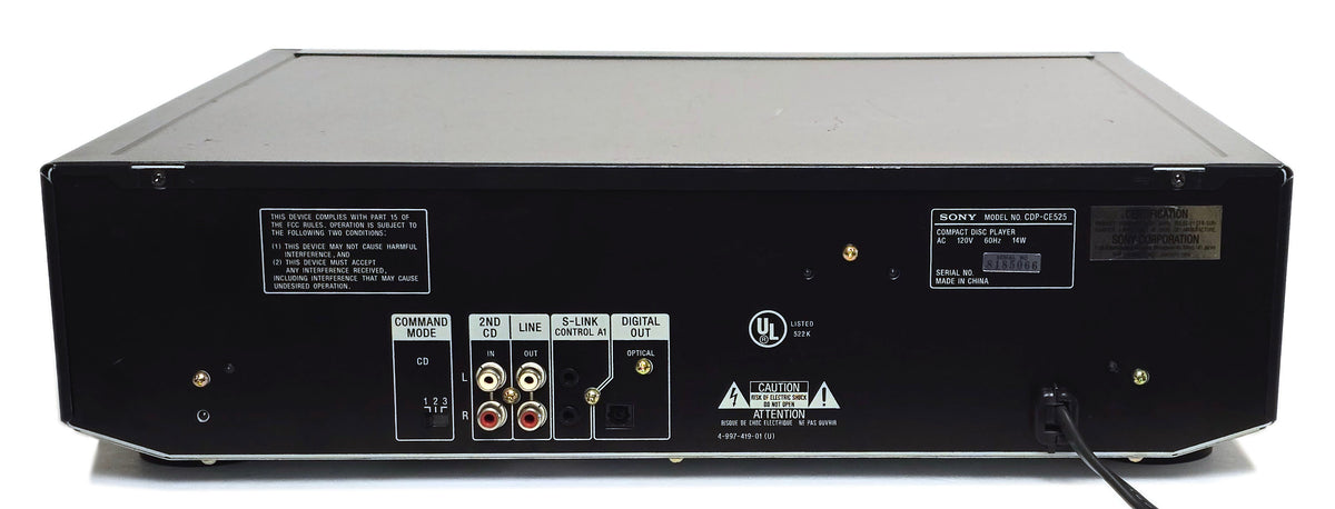 Sony CDP-CE525 5-Disc Carousel CD Changer - Rear