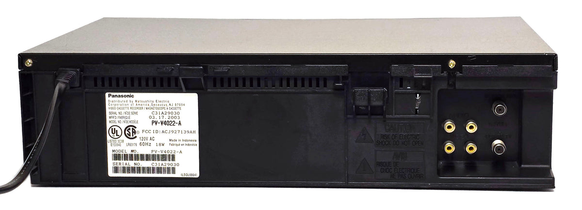 Panasonic PV-V4022-A Omnivision VCR, 4-Head Mono - Rear