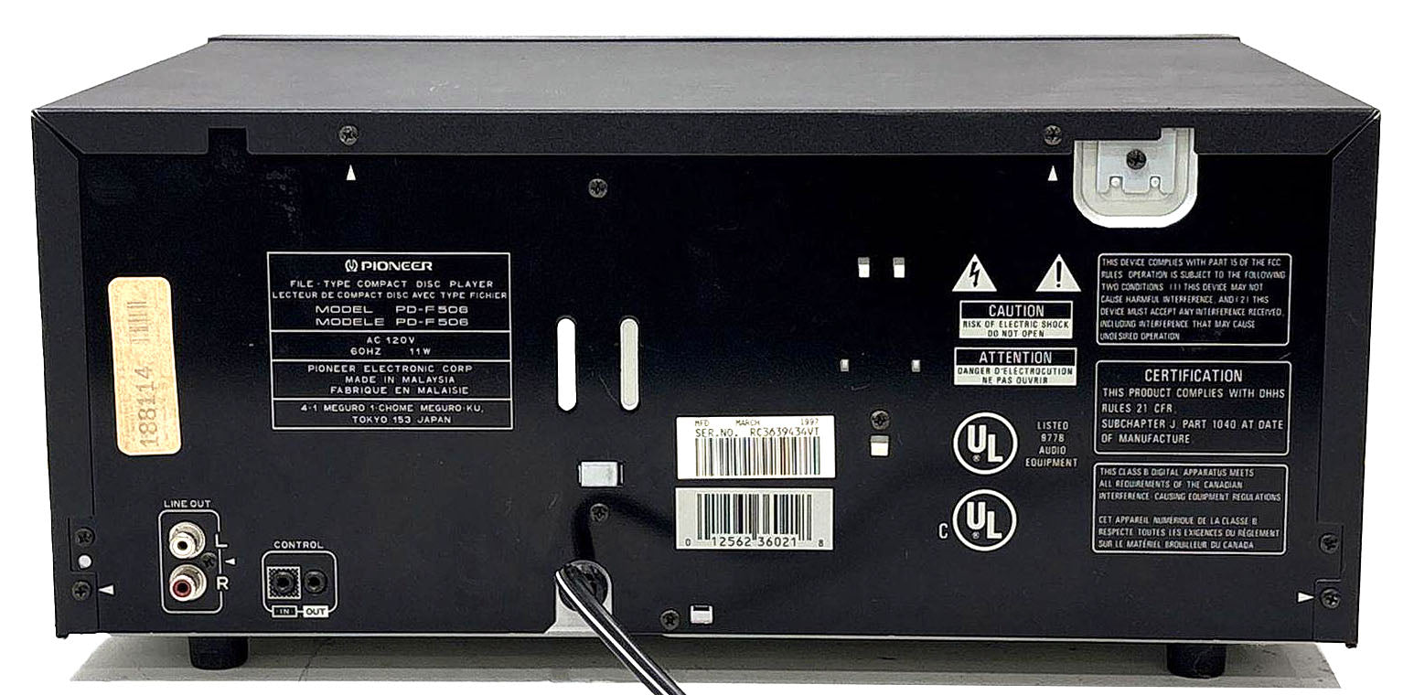 Pioneer PD-F506 25-Disc CD Changer - Rear