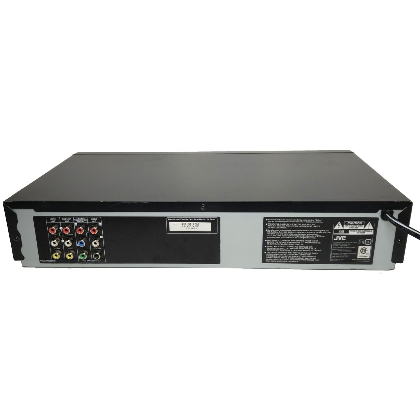 JVC HR-XVC14BU VCR/DVD Player Combo - Rear