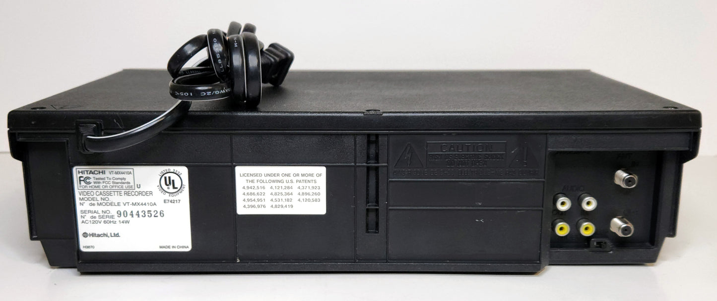 Hitachi VT-MX4410A VCR, 4-Head Mono - Rear
