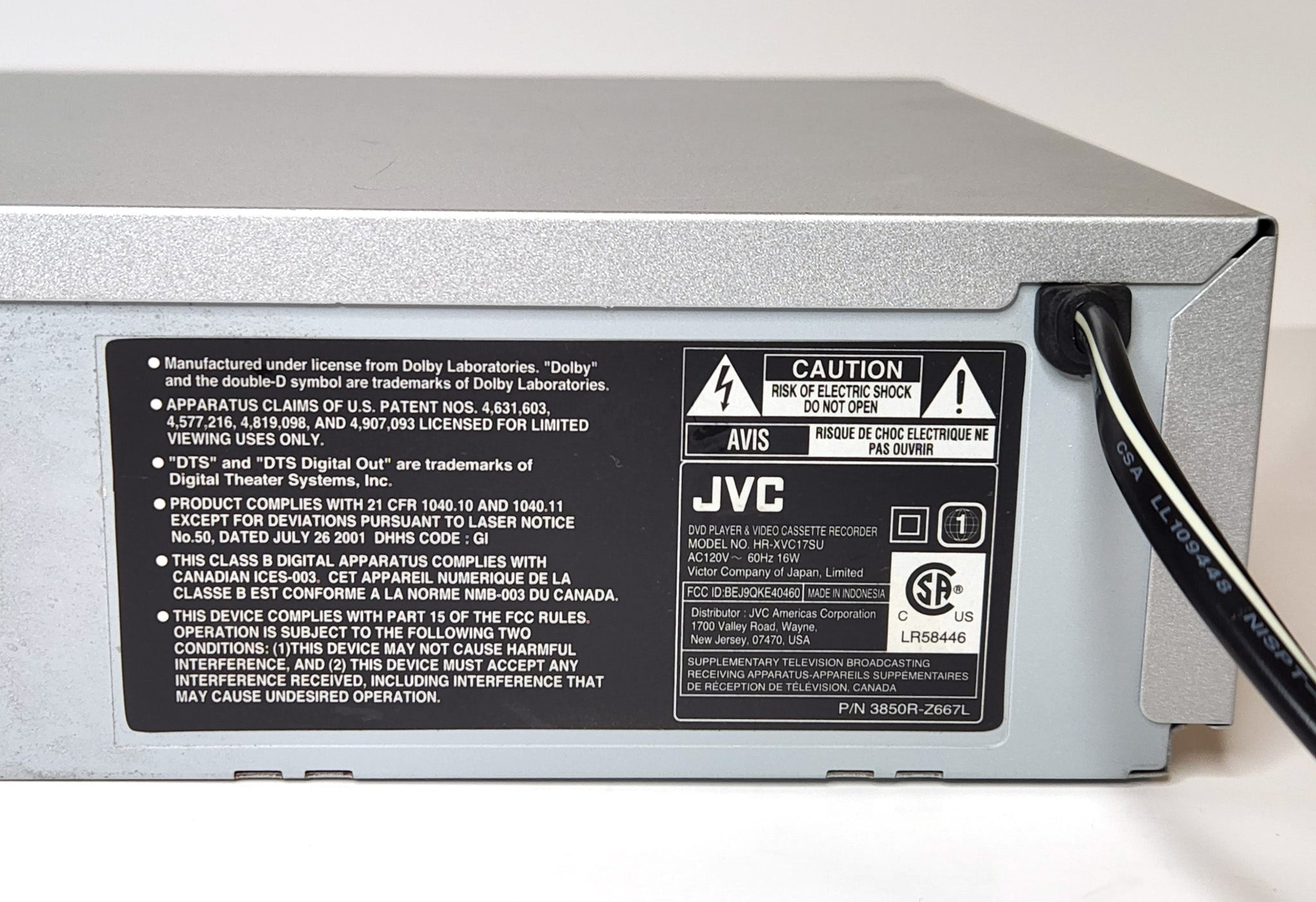 JVC HR-XVC17SU DVD VCR Combo Recorder Player Hi-Fi Stereo hotsell New No Remote