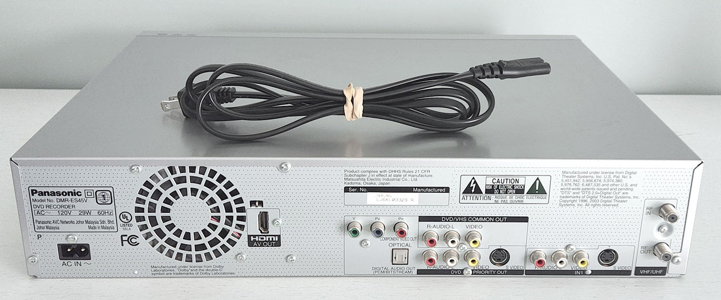 Panasonic DMR-ES45V VCR/DVD Recorder Combo with HDMI - Rear