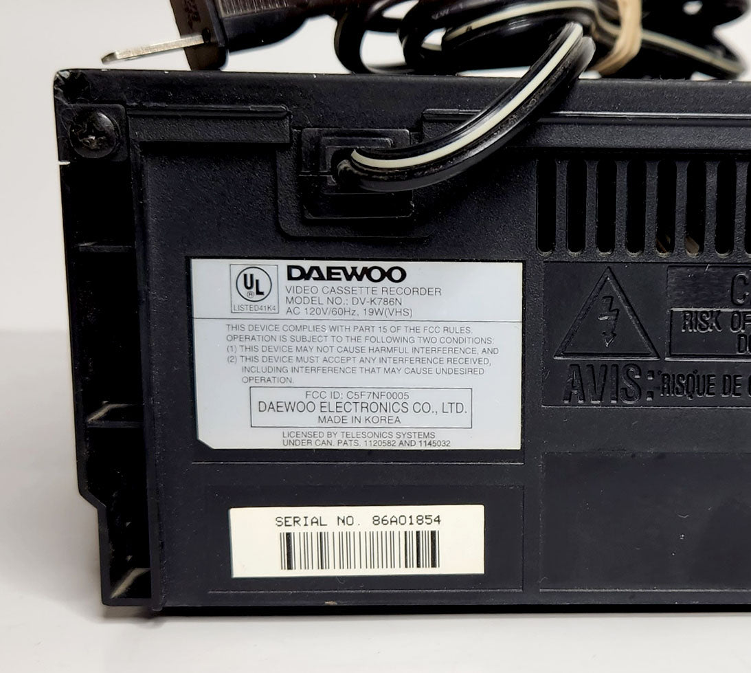 Daewoo DV-K786N VCR, 4-Head Hi-Fi Stereo - Label