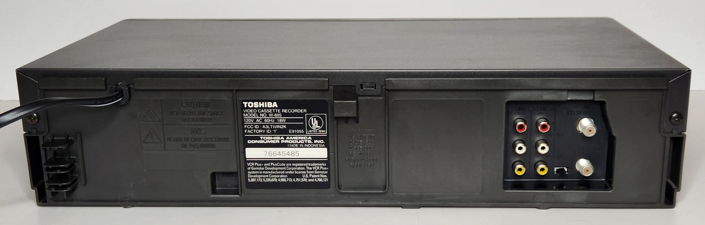 Toshiba W-605 VCR, 4-Head Hi-Fi Stereo - Back
