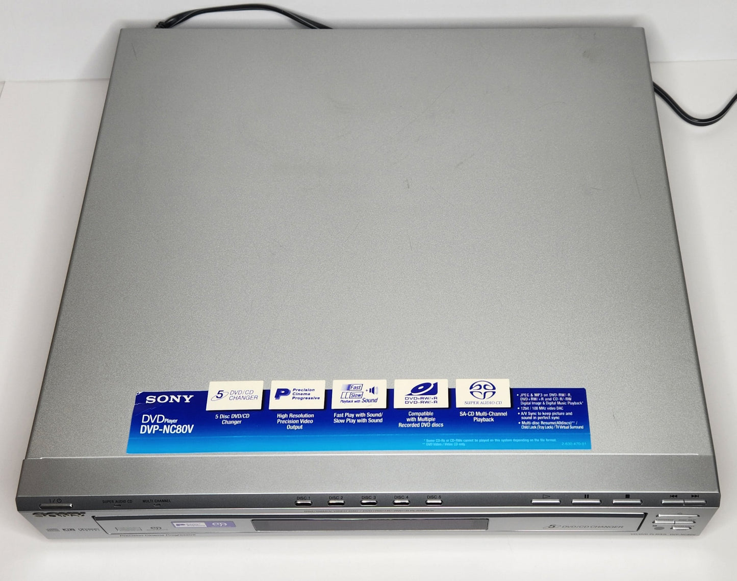 Sony DVP-NC80V CD/DVD Player, 5 Disc Carousel Changer - Top