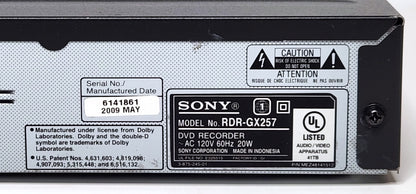 Sony RDR-GX257 DVD Recorder with HDMI