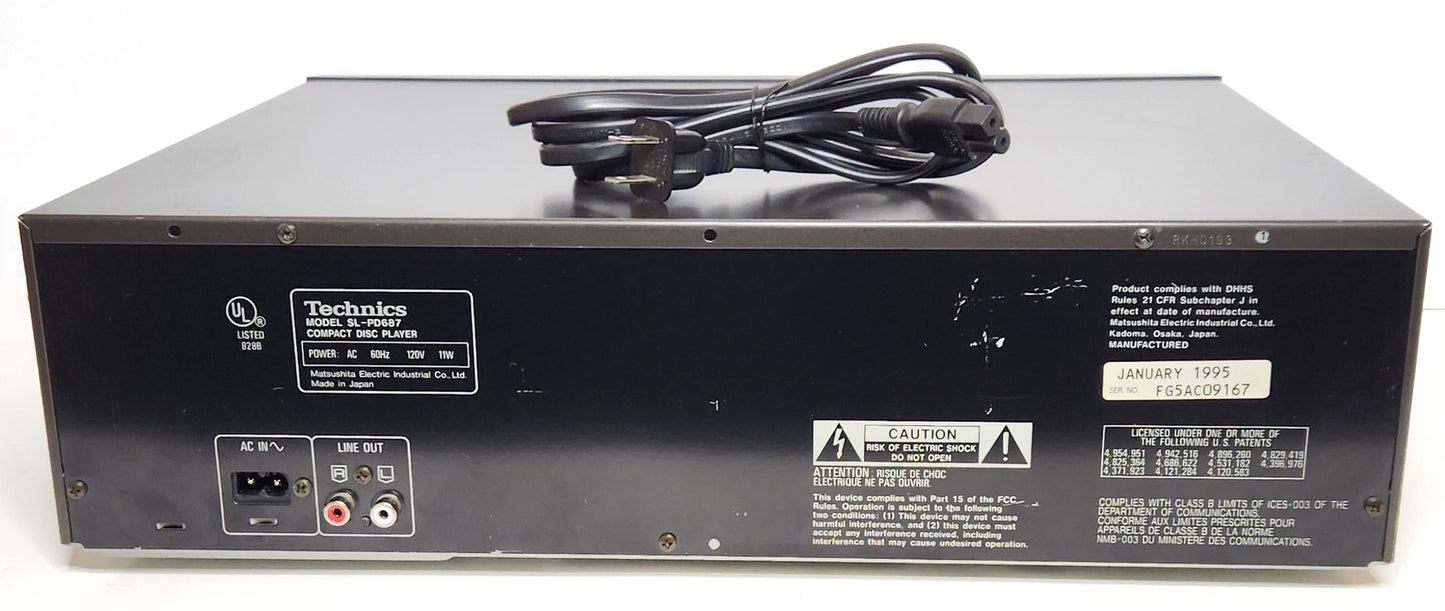 Technics SL-PD687 5-Disc Carousel CD Changer - Rear