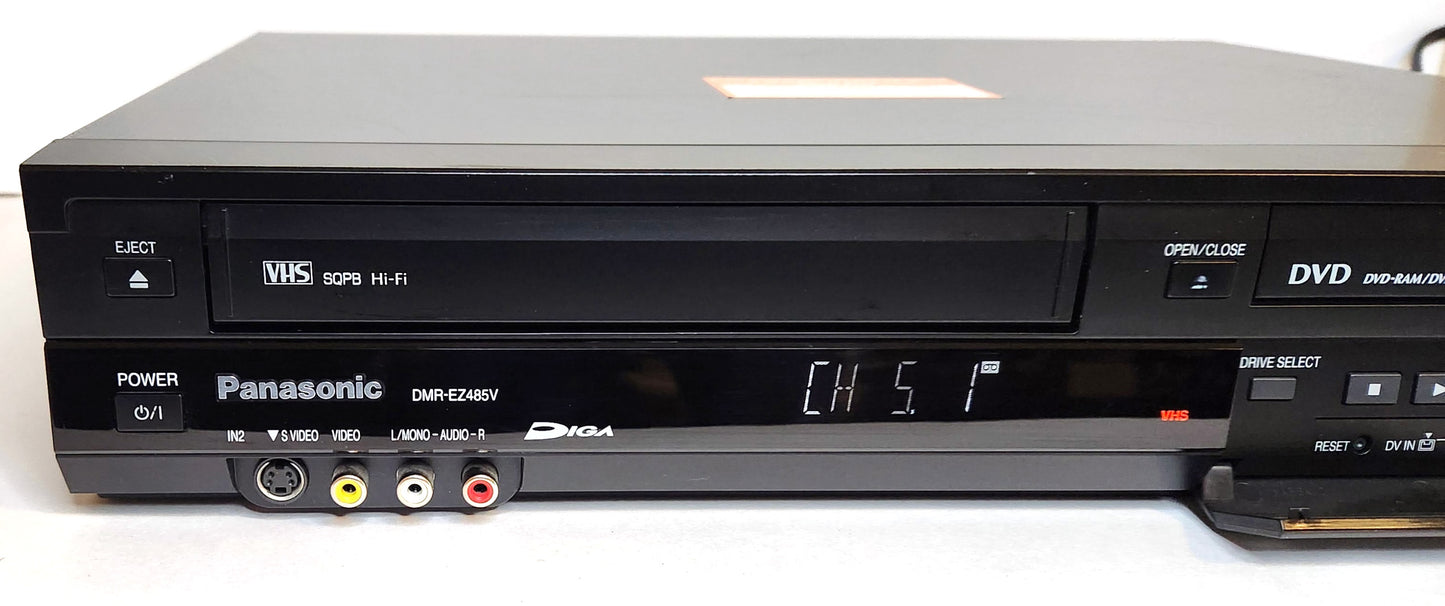 Panasonic DMR-EZ485V VCR/DVD Recorder Combo with HDMI, Digital Tuner - Left