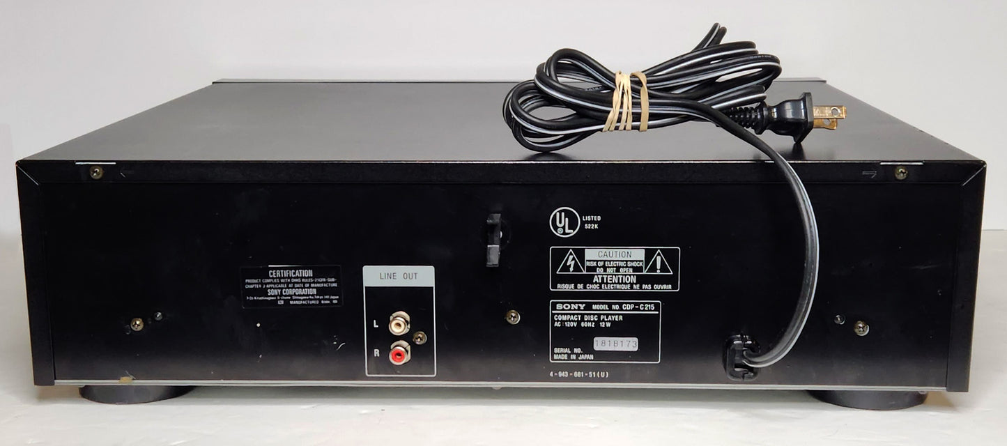 Sony CDP-C215 5-Disc Carousel CD Changer - Rear