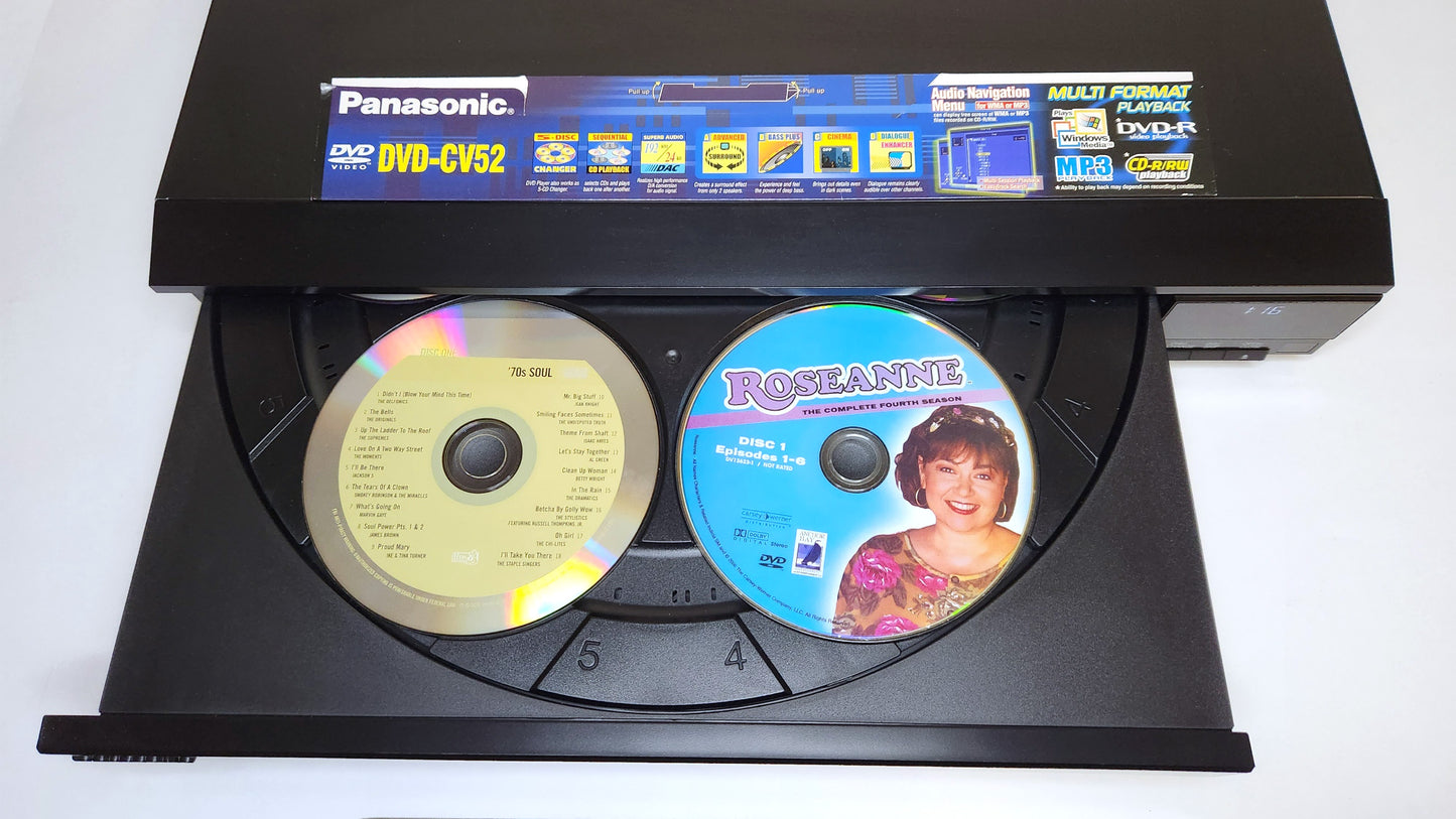 Panasonic DVD-CV52 DVD/CD Player, 5 Disc Carousel Changer - Carousel Open