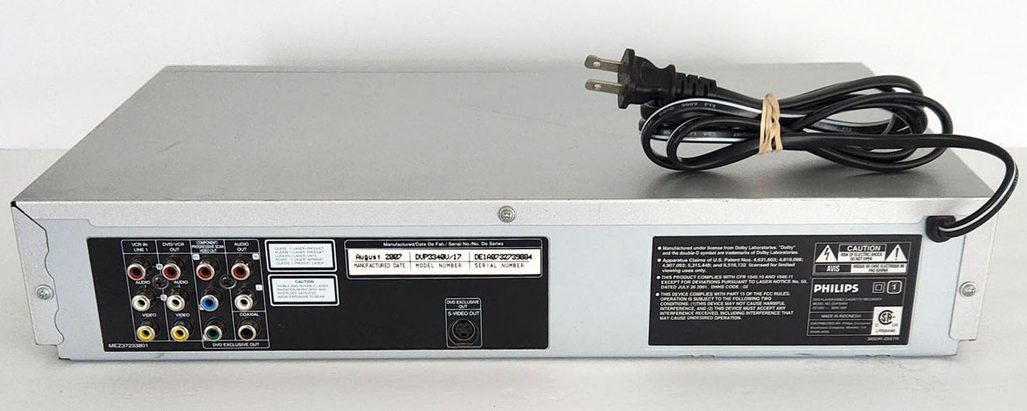 Philips DVP3340V VCR/DVD Player Combo - Rear