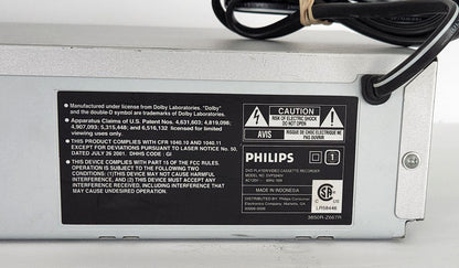 Philips DVP3340V VCR/DVD Player Combo - Label