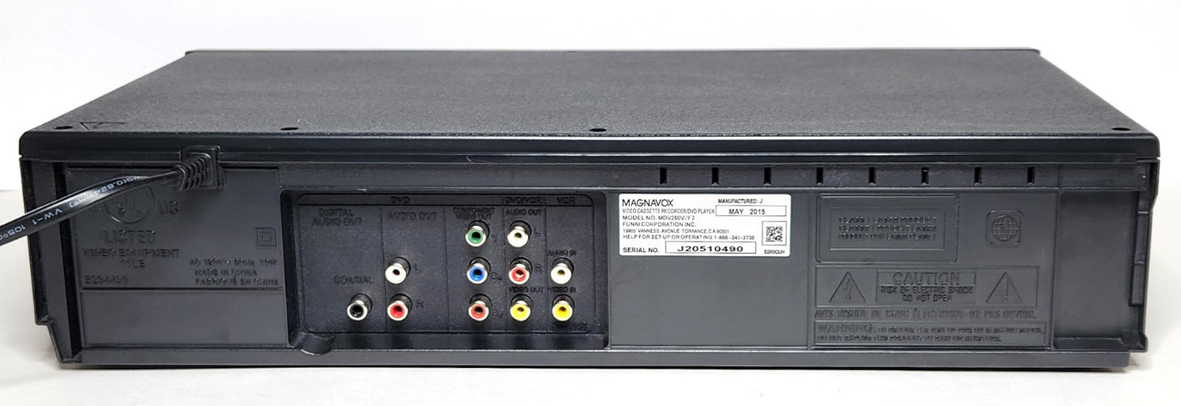 Magnavox MDV260V VCR/DVD Player Combo - Back