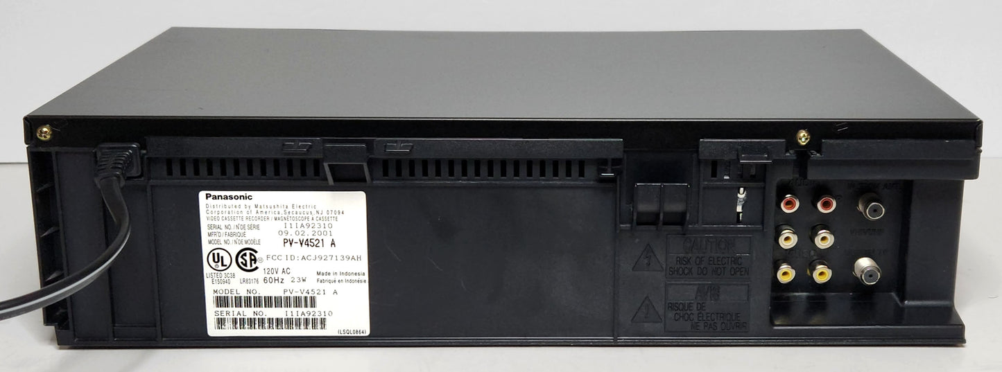 Panasonic PV-V4521 Omnivision VCR, 4-Head Hi-Fi Stereo - Rear