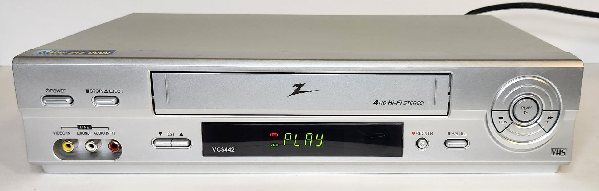 Zenith VCS442 VCR, 4-Head Hi-Fi Stereo - Front
