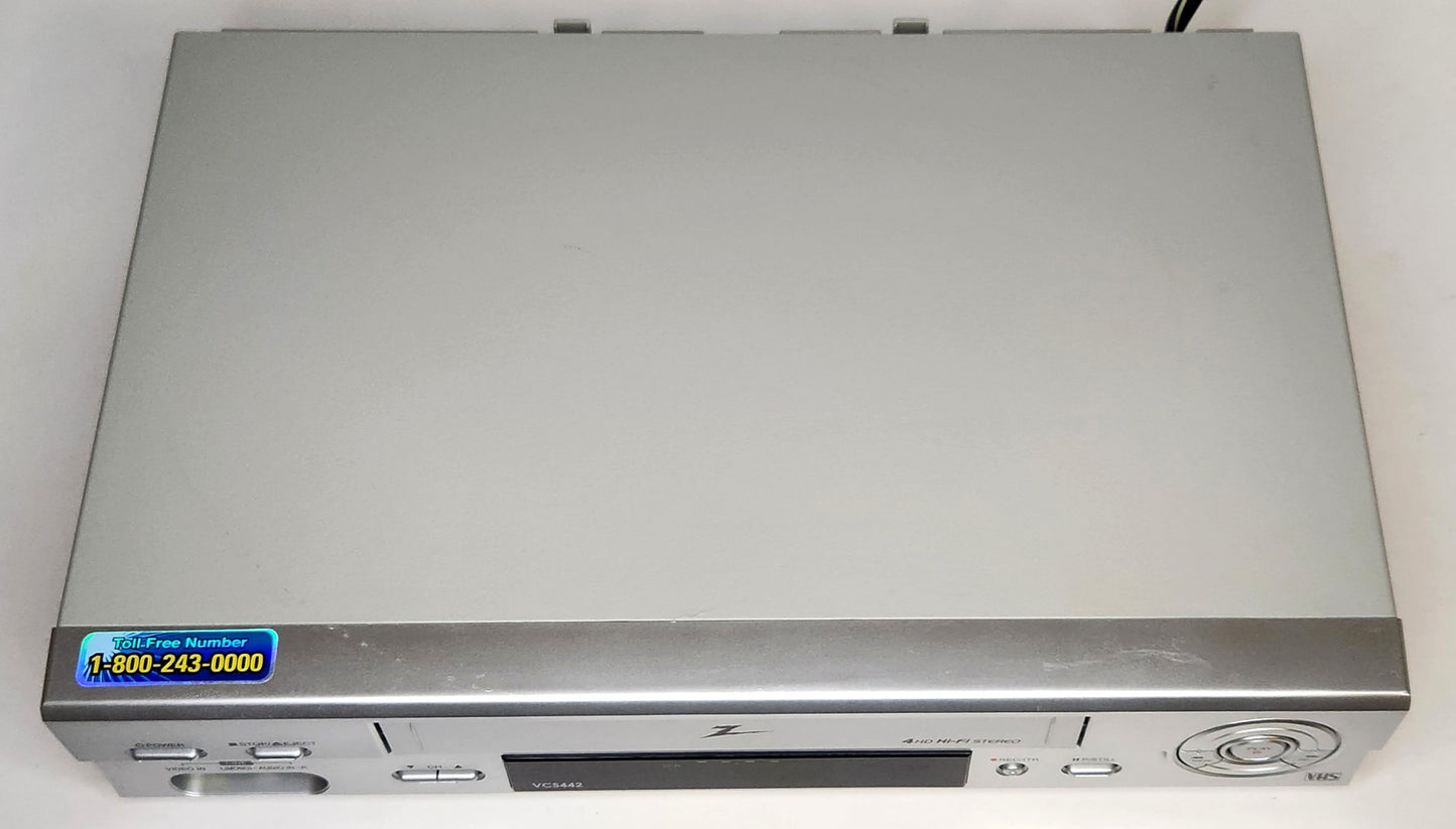 Zenith VCS442 VCR, 4-Head Hi-Fi Stereo - Top