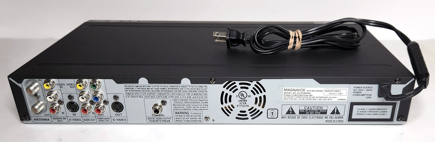 Magnavox ZC352MW8A DVD Recorder with ATSC Tuner - Back